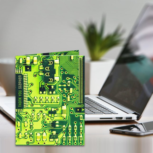 Green PCB board, electronic parts printed circuit Thank You Card (Creator Uploaded)