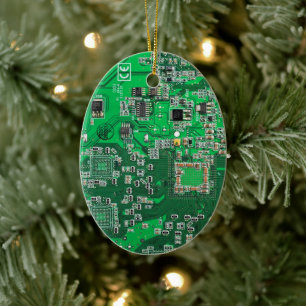 Green PCB Circuit Board Design for IT Pros Ceramic Ornament