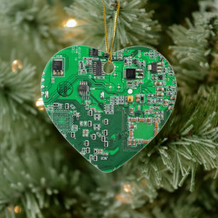Green PCB Circuit Board Design for IT Pros Ceramic Ornament