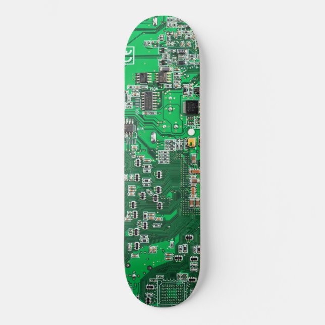 Green PCB Circuit Board Design for IT Pros Skateboard (Front)