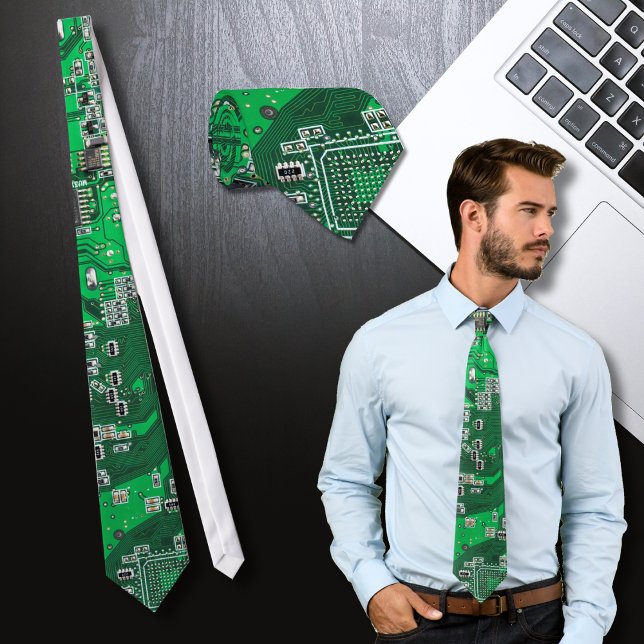 Green PCB Circuit Board Design for IT Pros Tie (Creator Uploaded)