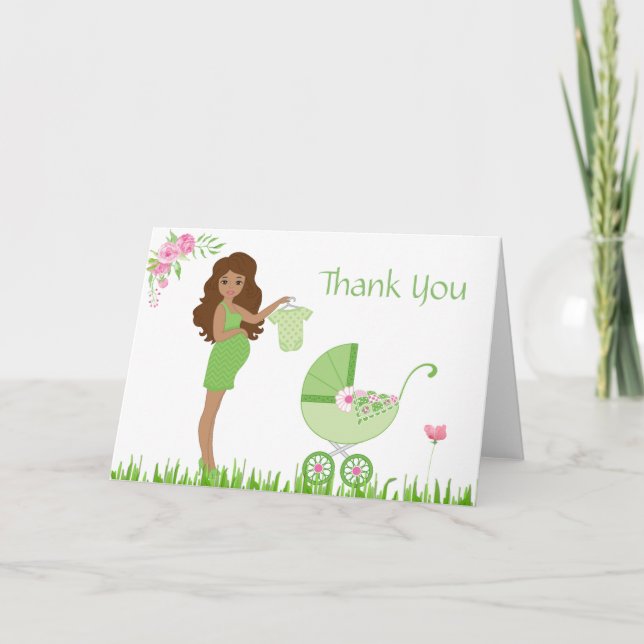Green Pea Baby Shower Thank You (Front)