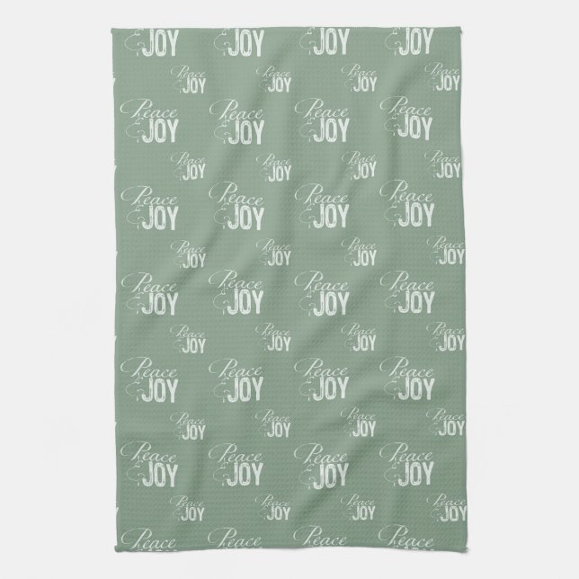 Green Peace and Joy Kitchen Towel (Vertical)
