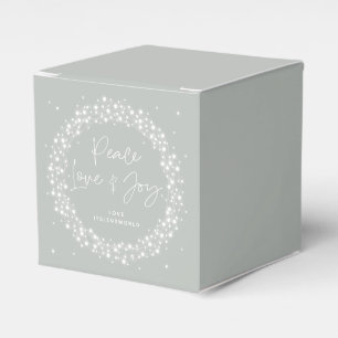 Green Peace Love+Joy Christmas Sparkling Lights Favor Box
