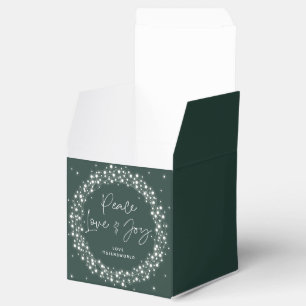 Green Peace Love+Joy Christmas Sparkling Lights Favor Box
