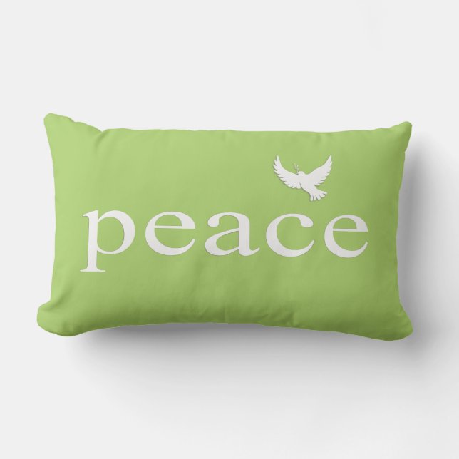 Green Peace Quote Lumbar Pillow (Front)