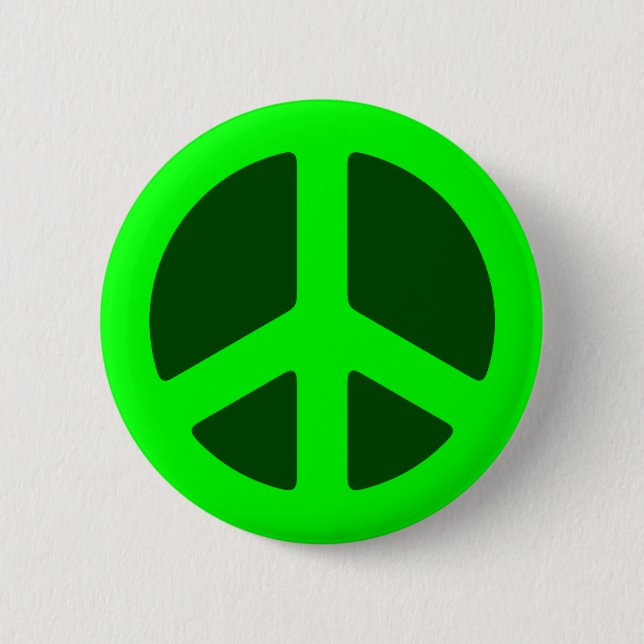 Green Peace Sign 2 Inch Round Button (Front)