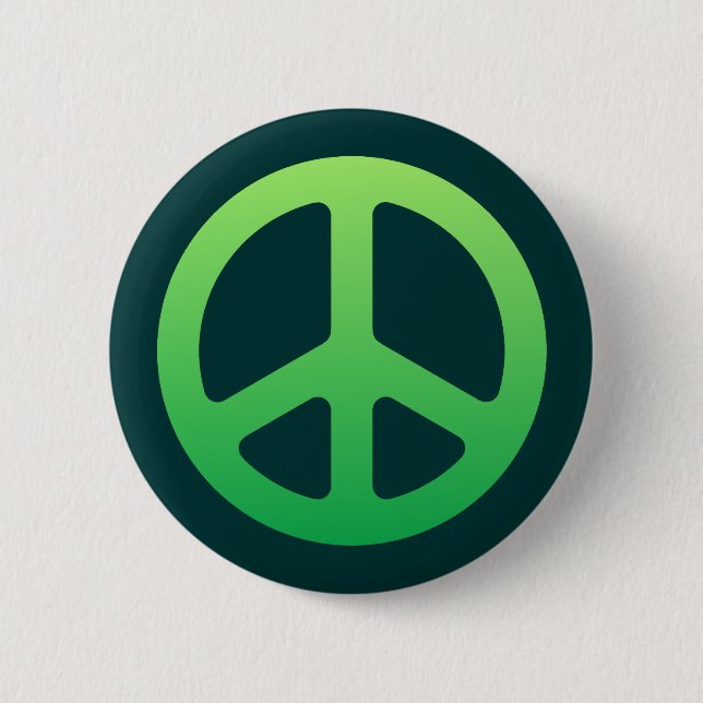 Green Peace Sign 2 Inch Round Button (Front)