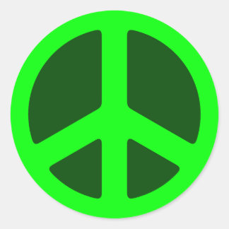 Green Peace Sign Classic Round Sticker