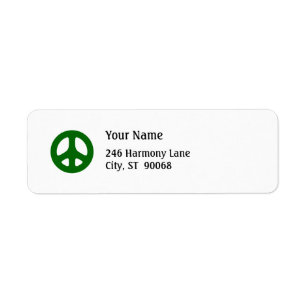 Green Peace Sign Custom Return Label
