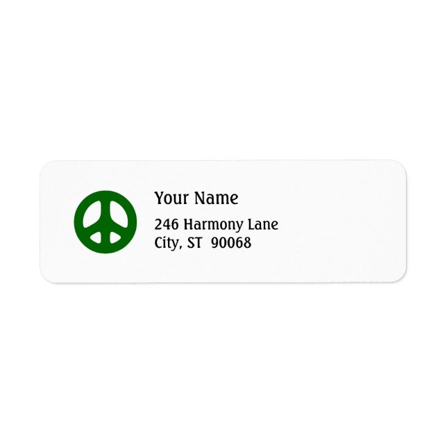 Green Peace Sign Custom Return Label (Front)