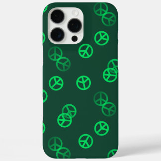 Green Peace Sign Pattern iPhone 16 Pro Max Case