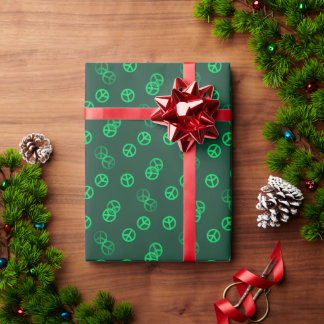 Green Peace Sign Pattern Wrapping Paper