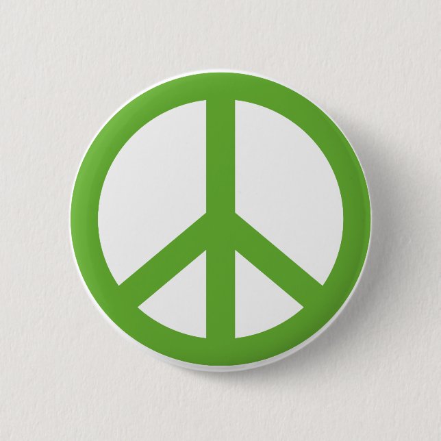 Green Peace Sign Symbol 2 Inch Round Button (Front)