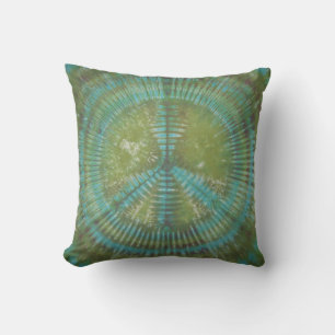 Green Peace Sign Tie Dye American MoJo Pillow