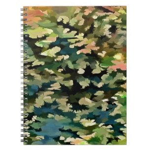 Green, Peach and Phthalo Blue Camouflage Pattern Notebook