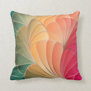 Green, Peach, Apricot, Watermelon New Art Nouveau  Throw Pillow