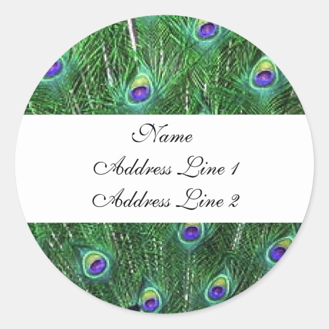 Green Peacock Address Labels (Front)