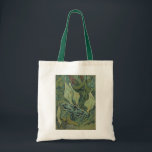 Green Peacock (Emperor) Moth by Vincent van Gogh Tote Bag<br><div class="desc">Now available! Double sided printed ties! Twice as nice! Great Peacock Moth or Emperor Moth by Vincent van Gogh is a vintage fine art post impressionism nature painting. A giant Emperor Moth is flying among the flowers and plants in a backyard garden. Van Gogh used butterflies in his works as...</div>