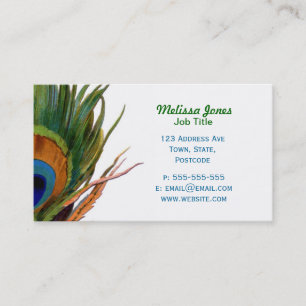 Green Peacock feather Business Card