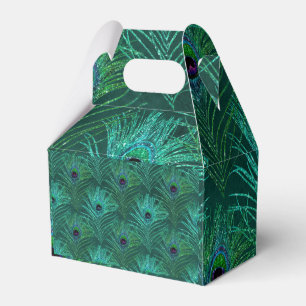 Green peacock feather pattern from bird peacock favor box