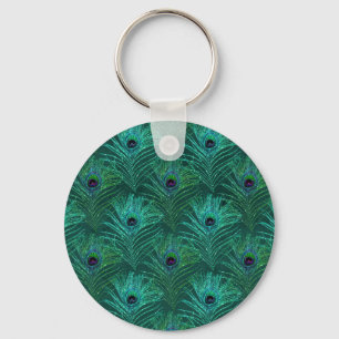 Green peacock feather pattern from bird peacock keychain