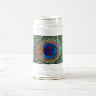 Green Peacock Feather Stein