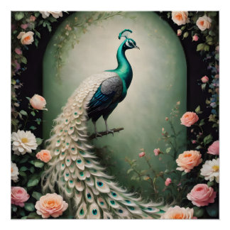 Green Peacock no 1 Glossy Poster