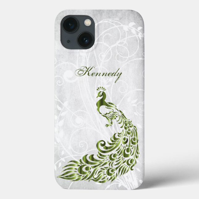 Green Peacock Personalized iPhone X case (Back)