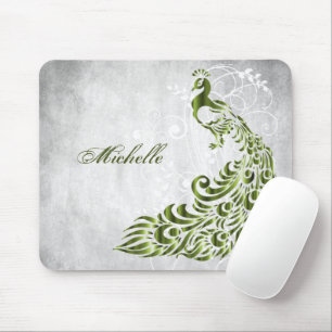 Green Peacock Personalized Mousepad