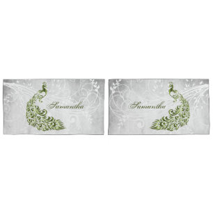 Green Peacock Personalized Pillowcases