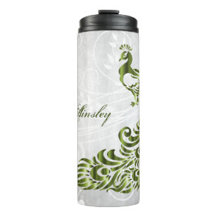 Green Peacock Personalized Thermal Tumbler