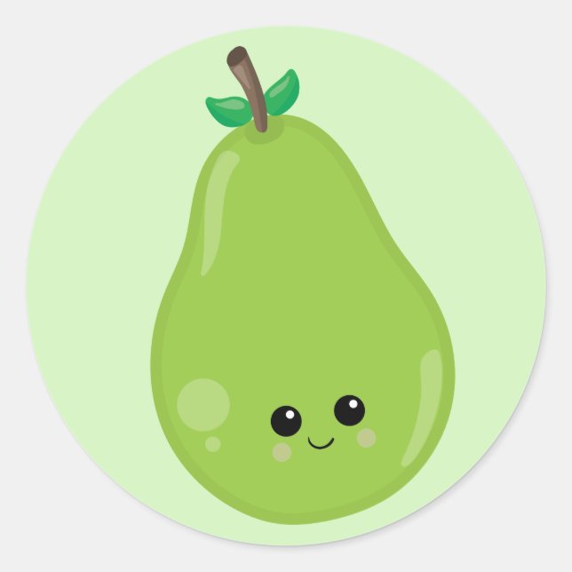 Green Pear Classic Round Sticker (Front)