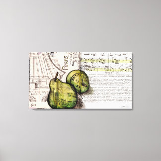 Green Pear Collage Illustration on Canvas