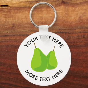 Green pear fruit personalized keychain