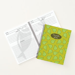 Green Pear Illustration Pattern Recipe Book