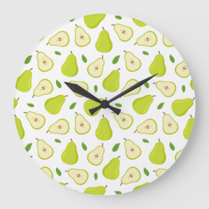 Green Pear Pattern Large Clock