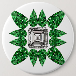 Green Pear shaped Diamond Pattern 6 Inch Round Button