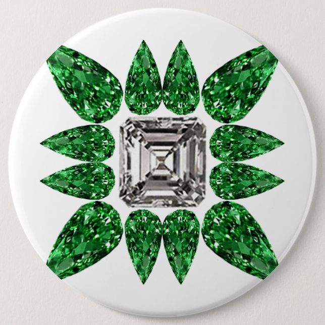 Green Pear shaped Diamond Pattern 6 Inch Round Button (Front)