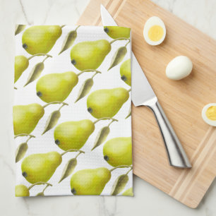 Green Pears on Wjite Kitchen Towel