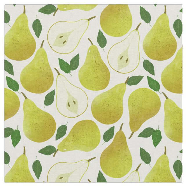 Green Pears Pattern Fabric (Close Up)