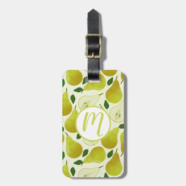 Green Pears Pattern Luggage Tag (Front Vertical)