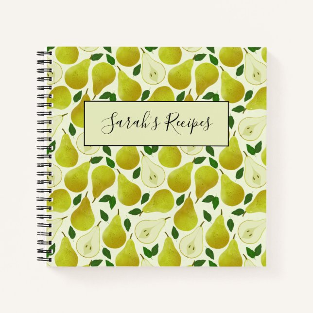 Green Pears Pattern Notebook (Front)