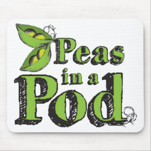 Green Peas Drawing Vegetable Art 2 Peas in a Pod Mouse Pad