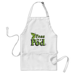 Green Peas Drawing Vegetable Art 2 Peas in a Pod Standard Apron