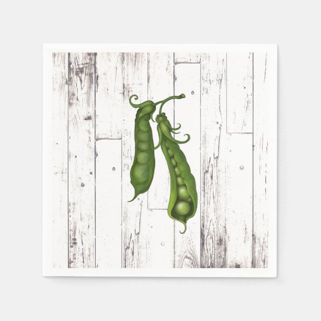 Green Peas Pea White Wood Rustic Baby Shower Napkin (Front)