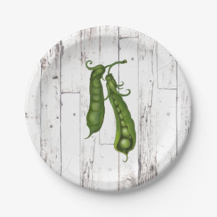 Green Peas Pea White Wood Rustic Farmhouse Party Paper Plate