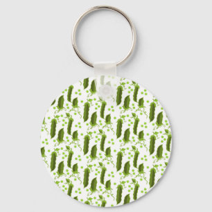 Green Peas Plants Leaves Round Vegetable Foods Keychain