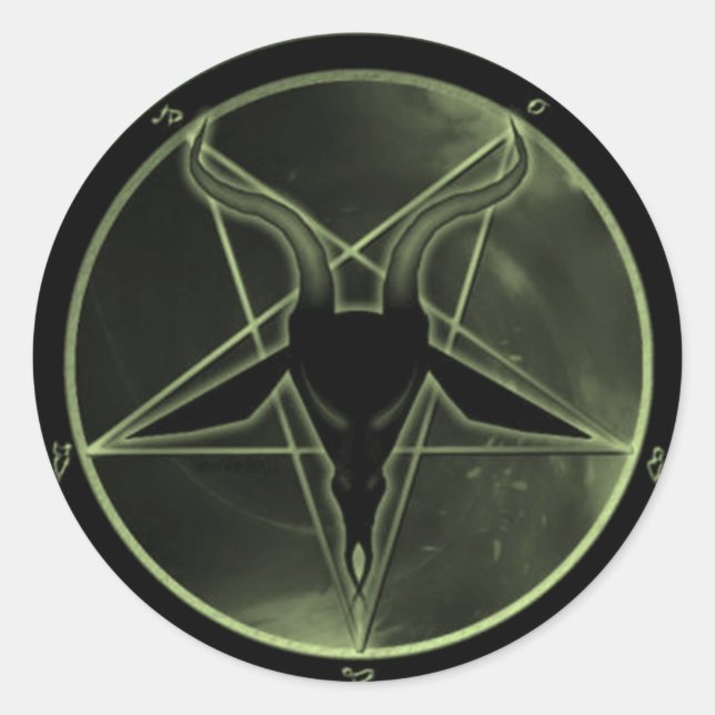 Green Pentagram Classic Round Sticker (Front)