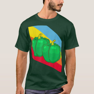 Green Pepper Paprika Vegetables Vegan Vegetarian T-Shirt